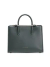 Strathberry Midi Leather Tote In Bottle Green