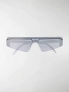 Balenciaga Grey Ski Rectangular-frame Sunglasses In Silver