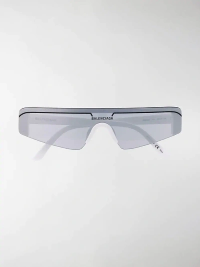 Balenciaga Grey Ski Rectangular-frame Sunglasses In Silver