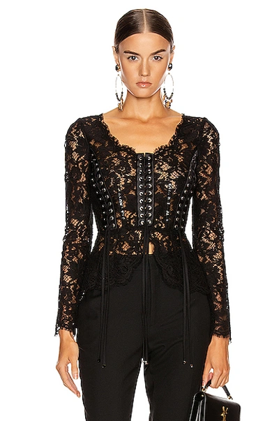 Dolce & Gabbana Lace Long Sleeve Top In Black