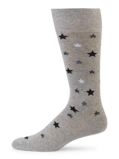 Saks Fifth Avenue Collection Stars Crew Socks In Grey