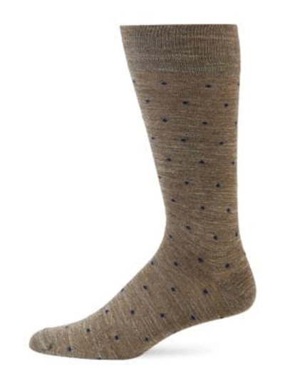 Saks Fifth Avenue Collection Melange Dot Crew Socks In Taupe