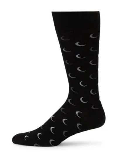 Saks Fifth Avenue Collection Crescent Moon Crew Socks In Black