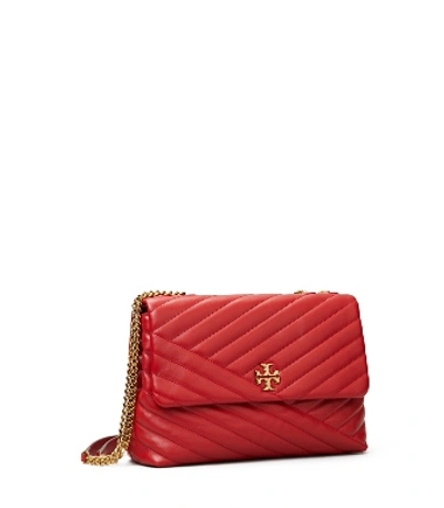 Tory Burch Kira Chevron Leather Crossbody Bag - Red In Red Apple