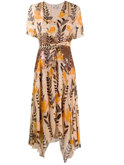 Temperley London Bellflower Sequin-embellished Floral-print Chiffon Midi Dress In Apricot Mix