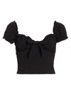 I.am.gia Naomi Ruffled Tie-front Crop Top In Black