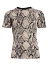 Saks Fifth Avenue Collection Snakeskin Print Cashmere Short Sleeve Sweater In Chanterelle Heather Combo