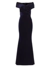 TALBOT RUNHOF Off-The-Shoulder Draped Velvet Gown