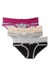 Honeydew Intimates Ahna 3-pack Hipster Panties In Hthr Grey/ Black/ Orchid Tint