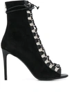 BALMAIN LACE-UP HEELED ANKLE BOOTS