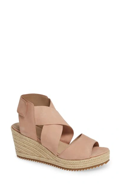 Eileen Fisher 'willow' Espadrille Wedge Sandal In Toffee Cream Nubuck