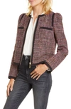 KATE SPADE PUFF SLEEVE TWEED JACKET,NJMUA784