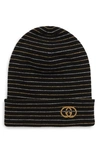 GUCCI LADY LUX GG EMBROIDERED KNIT HAT,5931273GE19