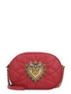 Dolce & Gabbana Devotion Embellished Quilted Leather Shoulder Bag In Red