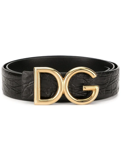 Dolce & Gabbana Dg Logo Belt In Black