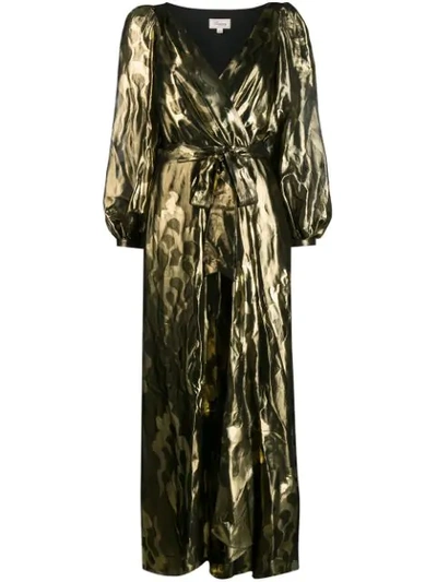 Temperley London Eda Wrap-effect Silk And Lurex-blend Jacquard Maxi Dress In Black