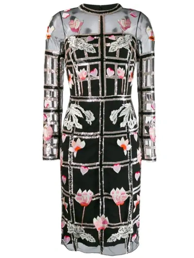 Temperley London Lola Crepe Dress With Organza Overlay In Black