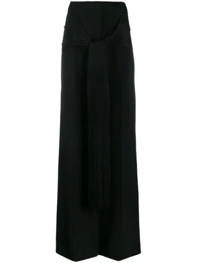 Stella Mccartney Black Fringed Wide-leg Silk Trousers