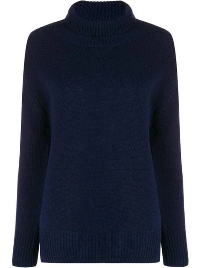 Allude Roll Neck Jumper In Blue