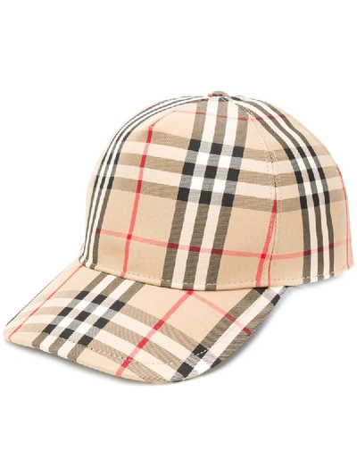 Burberry Vintage Check Baseball Cap In Nude
