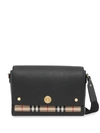 Burberry Note Medium Canvas And Leather Shoulder Bag In Black
