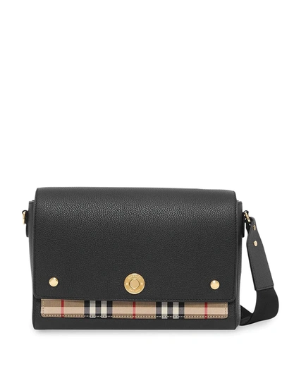 Burberry Note Medium Canvas And Leather Shoulder Bag In Black