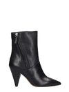 THE SELLER HIGH HEELS ANKLE BOOTS IN BLACK LEATHER,11060140