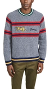 KENZO STRIPED JUMPING TIGER CREW NECK SWEATER