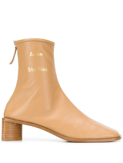 Acne Studios Logo Sock Boots In Neutrals