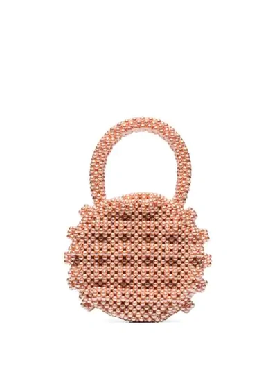 Shrimps Selena Round Beaded Top Handle Bag In Bleached Apricot