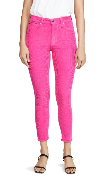 Alice And Olivia Good Ankle Skinny Corduroy Trousers In Bright Pink