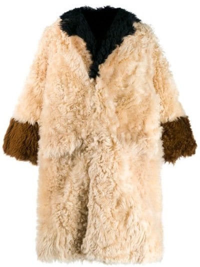 Marni Reversible Panelled Fur Coat In Neutrals