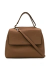 Orciani Logo Top-handle Tote In Brown