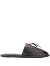 Buscemi Greenwich Round Toe Sliders In Black