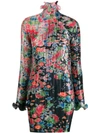 GIVENCHY FLORAL PRINT PLEATED SHORT DRESS