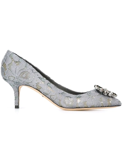 Dolce & Gabbana Pump In Taormina Lace With Crystals In Grey