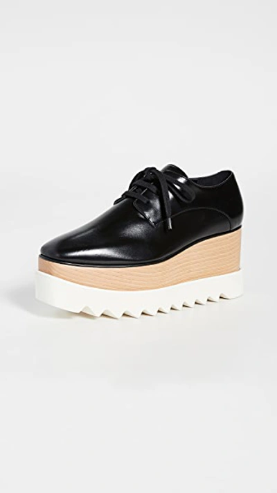 Stella Mccartney Elyse Lace Up Wedges In Black
