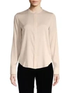 VINCE BAND COLLAR STRETCH SILK BLOUSE,0400010131580