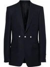 BURBERRY ENGLISH FIT TRIPLE STUD WOOL MOHAIR TAILORED JACKET