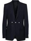 Burberry English Fit Triple Stud Wool Mohair Tailored Jacket In Midnight Blue