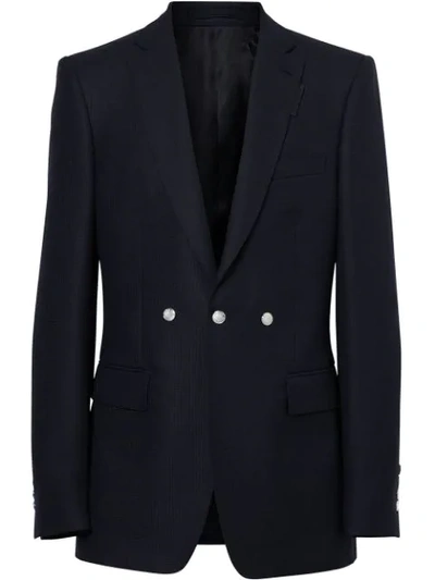 Burberry English Fit Triple Stud Wool Mohair Tailored Jacket In Midnight Blue