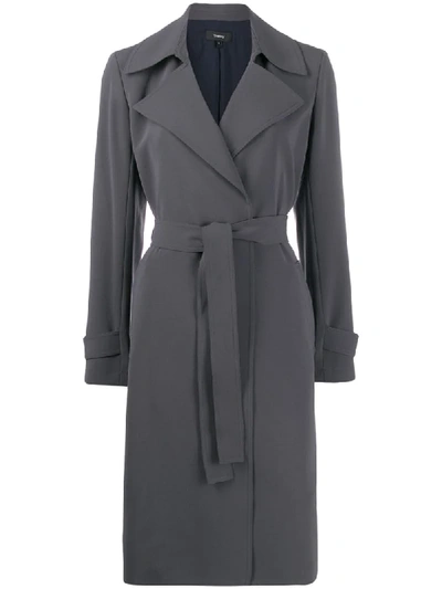 Theory Oaklane Trench Coat In Grey