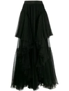 Alberta Ferretti Ruffled Trim Skirt In Black