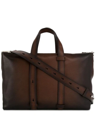 Orciani Artik Hammered Leather Travel Bag In Brown