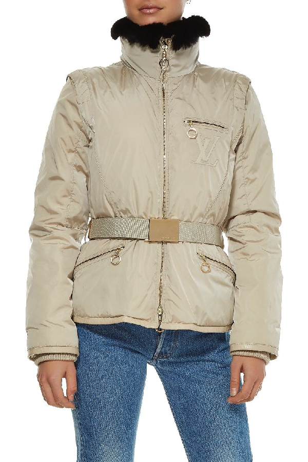 Louis Vuitton Beige Nylon & Fur-trimmed Puffer Jacket | ModeSens