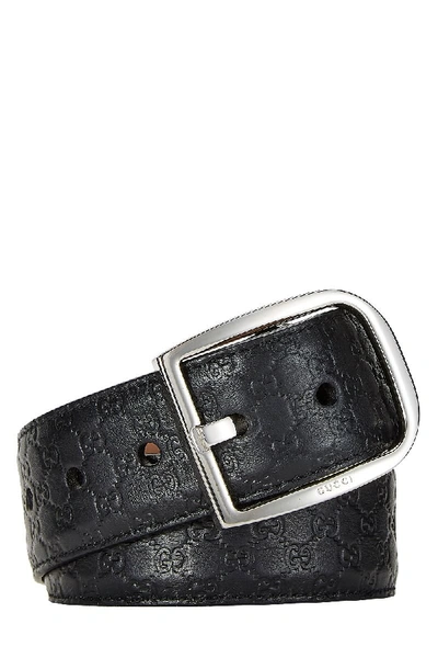 Pre-owned Gucci Black Microssima Leather Belt 85