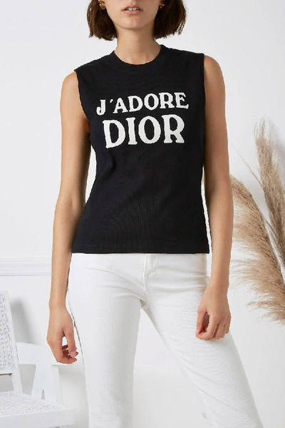 Dior Black Rib Knit J'adore Tank ModeSens