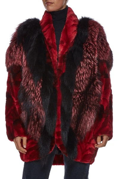 Pre-owned Adrienne Landau Red Fur Coat