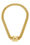 CHANEL Gold 'CC' Turnlock Necklace