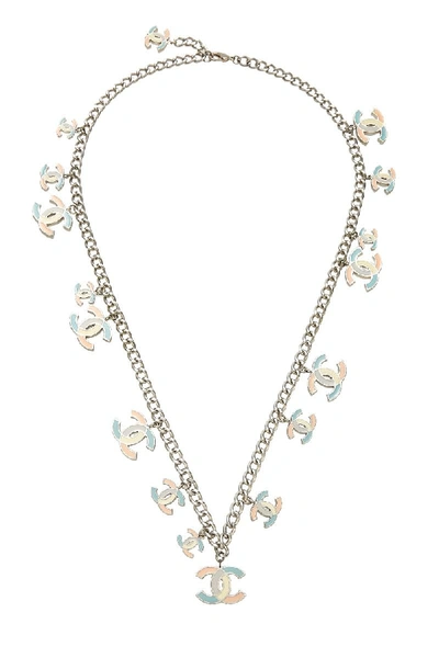 Pre-owned Chanel Multicolor Enamel & Silver Chain Necklace